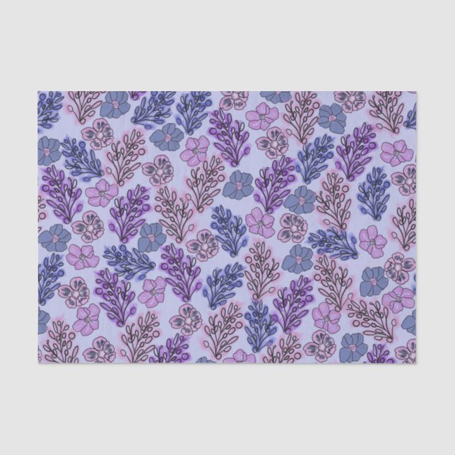 Papel De Seda Violeta Floral (Anverso)