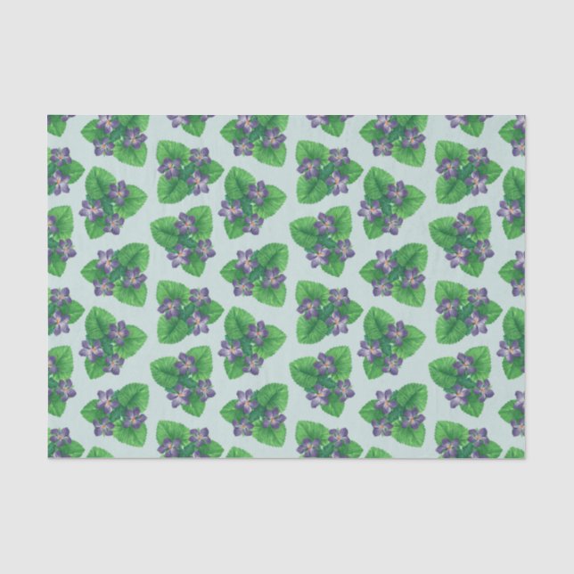 Papel De Seda Violetas en azul de vidrio marino (Anverso)