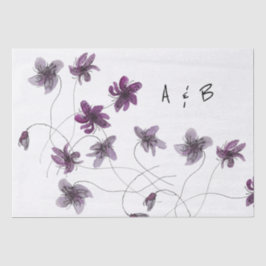 Papel De Seda Violetas salvajes acuarela pintada a mano monogram