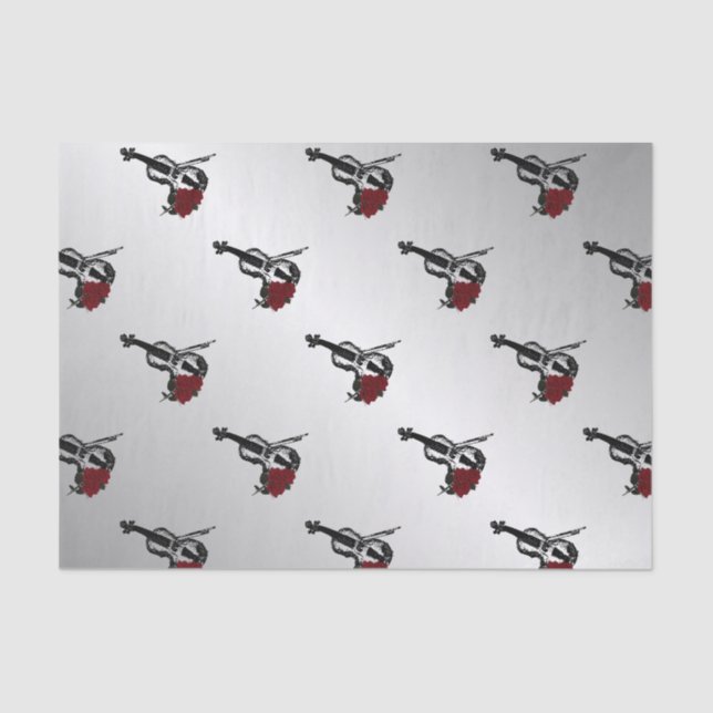 Papel De Seda Violín y Rosas Plata (Anverso)