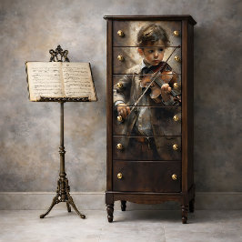 Papel De Seda Violinista Antiguo Decoupage de Melodía Prodigy