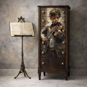 Papel De Seda Violinista Antiguo Decoupage de Melodía Prodigy