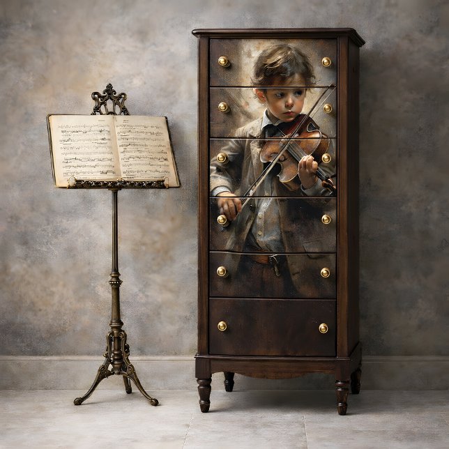 Papel De Seda Violinista Antiguo Decoupage de Melodía Prodigy (Subido por el creador)