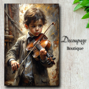 Papel De Seda Violinista Antiguo Decoupage de Melodía Prodigy