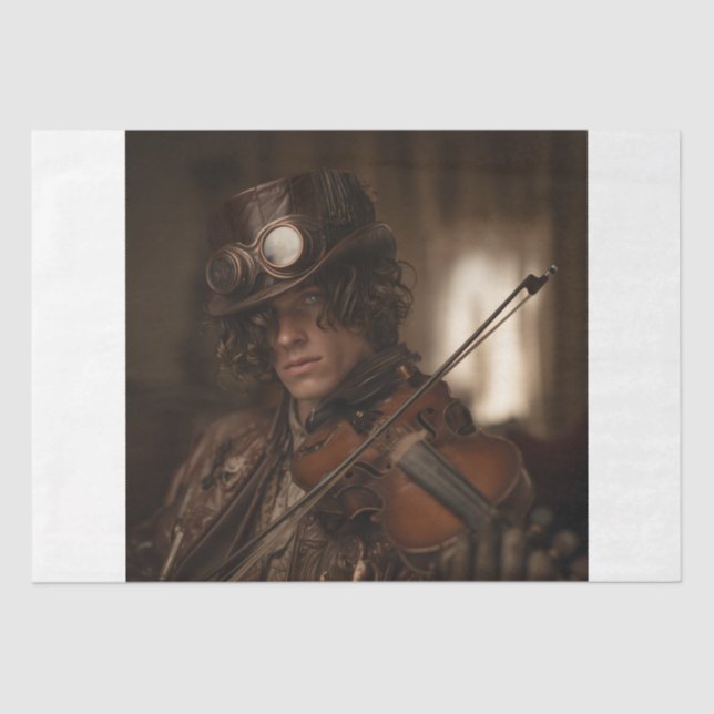 Papel De Seda Violinista de Steampunk (Anverso)