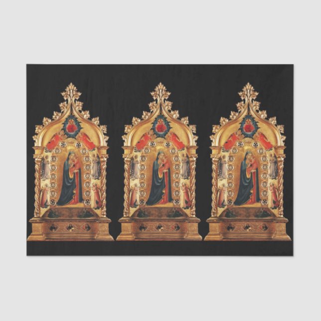 PAPEL DE SEDA VIRGEN CON ICONO DE ARTE SAGRADO DE ORO INFANTIL Y (Anverso)