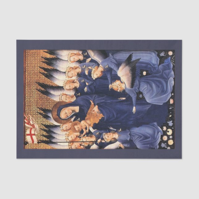 PAPEL DE SEDA VIRGEN CON NIÑOS, ÁNGELES, NAVIDADES DISFRUTAN DEL (Anverso)