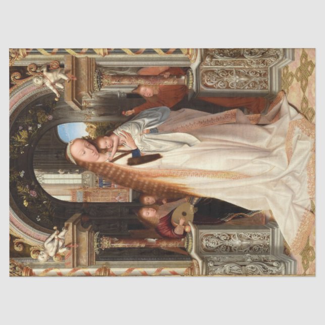 PAPEL DE SEDA VIRGEN CON NIÑOS, NAVIDADES DE ÁNGELES MUSICALES (Anverso)