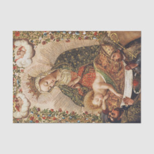 Papel De Seda Virgen de la Escuela Cuzqueña Antigua Adorando al 