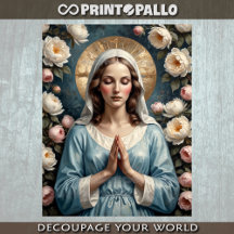 Virgen María rodeada de flores reza por ti