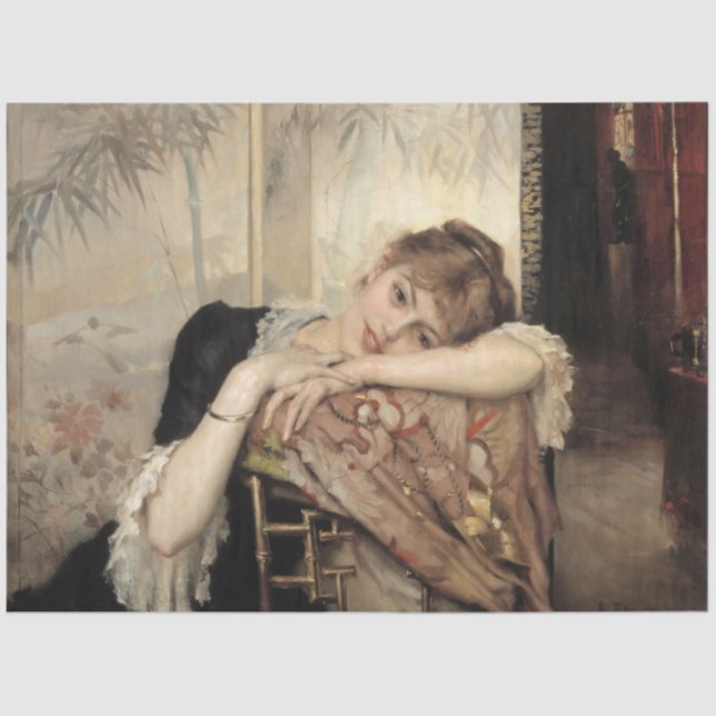 Papel De Seda Virginie (La mujer parisina) (de Albert Edelfelt) (Anverso)