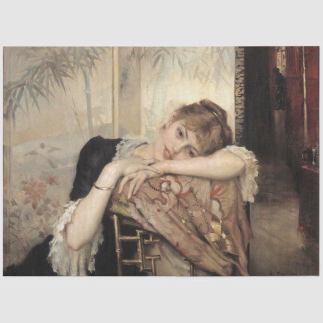 Papel De Seda Virginie (La mujer parisina) (de Albert Edelfelt) (Anverso)