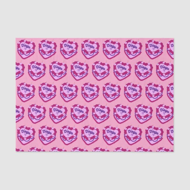 Papel De Seda Virgo Zodiac Coquette Heart Birthday Cake (Anverso)