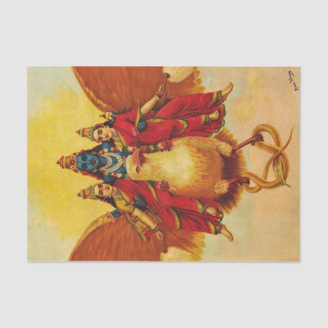 Papel De Seda Vishnu, Garuda, Vahana por Raja Ravi Varma (Anverso)