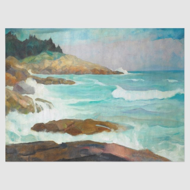 Papel De Seda Vista de la costa de Maine por Newell Convers Wyet (Anverso)