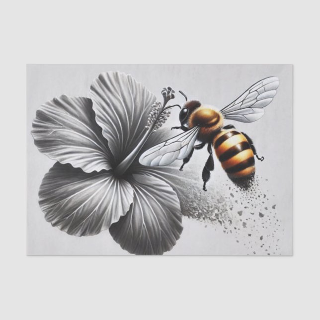 Papel De Seda Vista de macro detallada de una abeja de miel (Anverso)