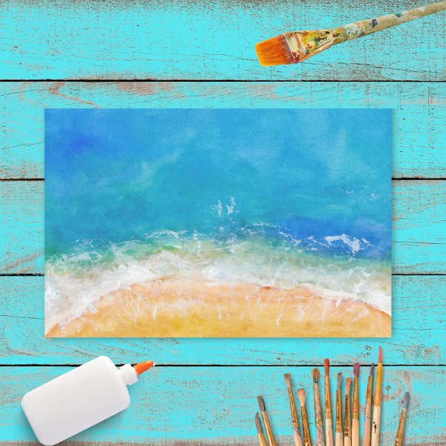 Papel De Seda Vista de playa en acuarela (Subido por el creador)