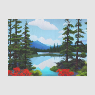 Papel De Seda Vista del lago del campo de golf