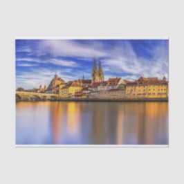 Papel De Seda Vista panorámica del río Regensburg