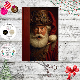 Papel De Seda Vista previa de Santa Steampunk con engranajes y a