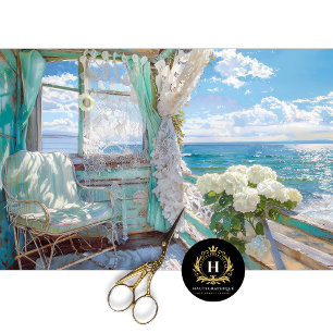 Papel De Seda Vista Romántica de Ventana con Decoupage junto al 