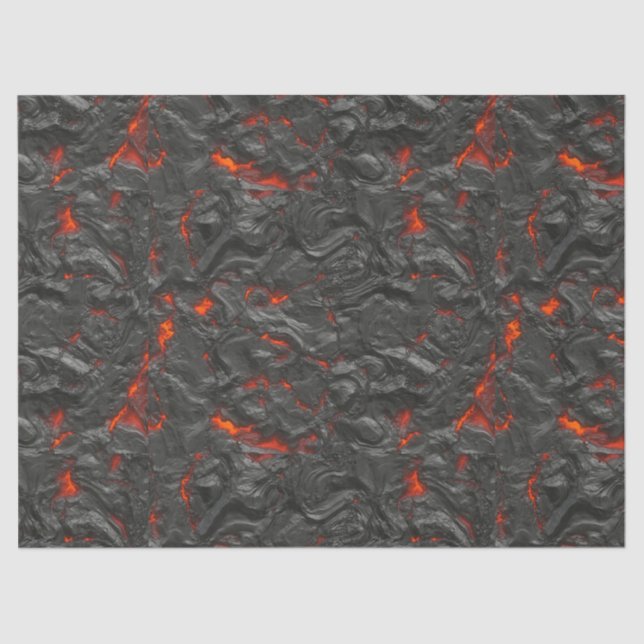 Papel De Seda Volcán lava de los molten negro y rojo (Anverso)
