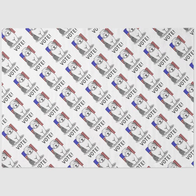 Papel De Seda ¡Votar! El viejo perro pastor inglés Gray 1 Cuelme (Anverso)