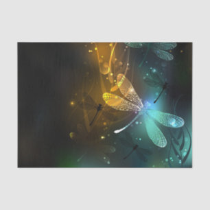 Papel De Seda Vuelo de libélula luminosa verde