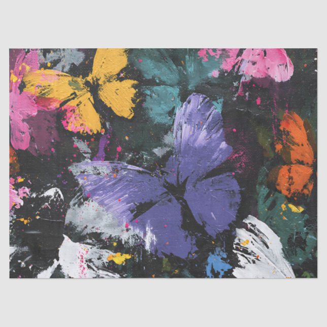 Papel De Seda Vuelo de Mariposa Abstracta Vibrante (7) (Anverso)