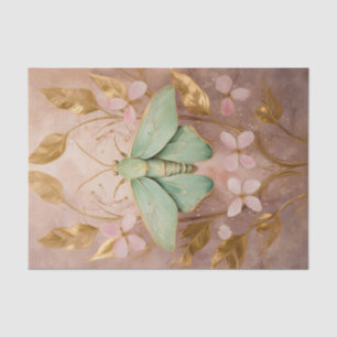 Papel De Seda Vuelo dorado, formalidades de hermosa polilla verd