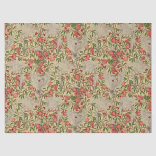 Papel De Seda Walter Crane Cacatúa Blanca Granada Roja Arte