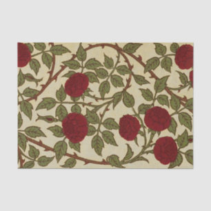 Papel De Seda Walter Crane Vintage Rosamund Rosa Roja Floral Art