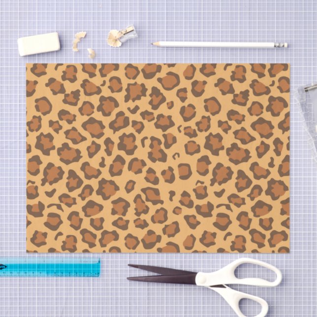 Papel De Seda Warm Golden Brown Classic Leopard Print Decoupage (Artesanía)