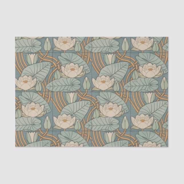 Papel De Seda Water Lilies Lily Naturaleza Art Nouveau (Anverso)