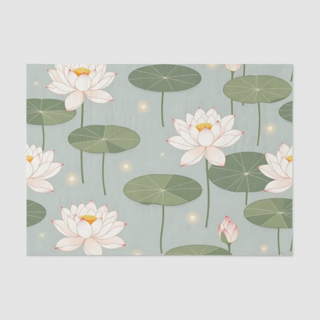 Papel De Seda Water Lily Lotus Pond Pattern (Anverso)