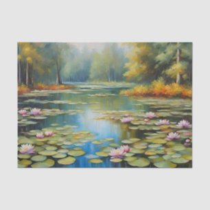 Papel De Seda Water Lily Pond, Forest, Ilustracion Natural