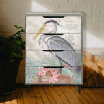Papel De Seda Water Lily Pond Gray Heron Vintage Decoument Art<br><div class="desc">Lado derecho para las puertas. 1 de 2 imágenes coordinadas. Esta es una disposición de diseño vertical que tiene un diseño coincidente cuando se utiliza en conjunto creará dos puertas frontales de gran tamaño o una superficie grande. El diseño se basa en un fondo rústico y cremoso de color crujido...</div>