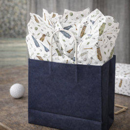 Papel De Seda Watercolor Blue Green Golf Pattern Tissue Paper