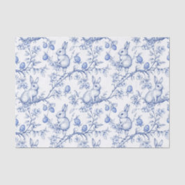 Papel De Seda Watercolor Blue Toile De Jouy Conejo De Pascua