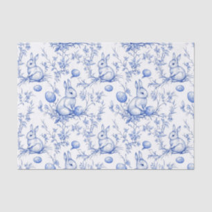 Papel De Seda Watercolor Blue Toile De Jouy Easter Bunny