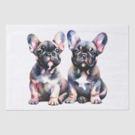 Papel De Seda Watercolor Bulldog francés adorables cachorros