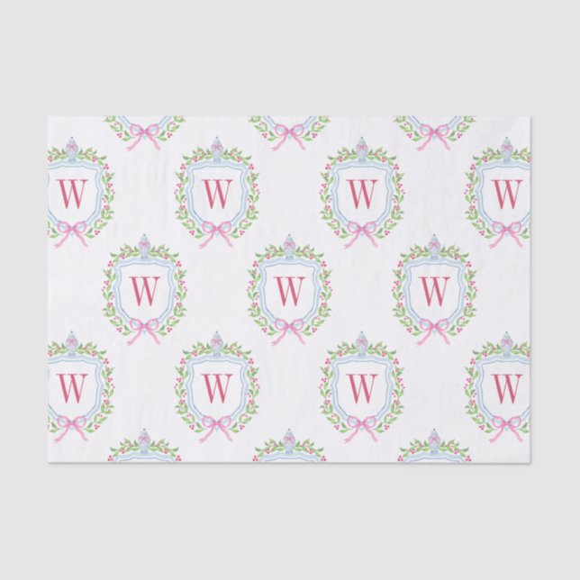 Papel De Seda Watercolor Chinoiserie Ginger Jars Monograma Escud (Anverso)