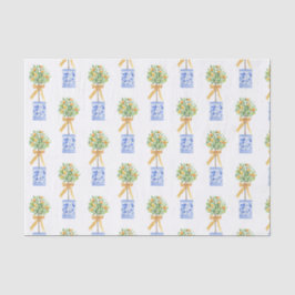 Papel De Seda Watercolor Chinoiserie Naranja Tree Topiary