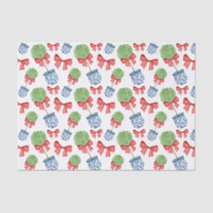 Papel De Seda Watercolor Chinoiserie Red Bow Topiary