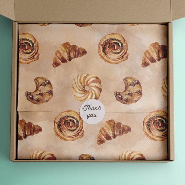 Papel De Seda Watercolor Confección Brunch Comida (watercolor patisserie confectionery wrapping tissue paper)