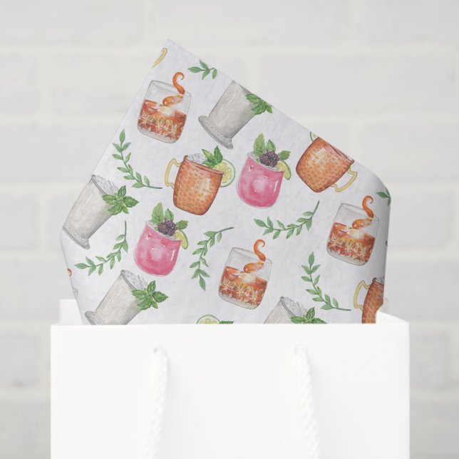 Papel De Seda Watercolor Derby Day Mint Julep Drinks (Bolsa de regalo)