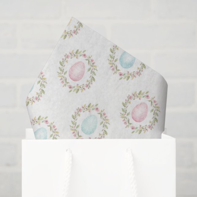 Papel De Seda Watercolor Easter Egg Floral Wreath  (Bolsa de regalo)