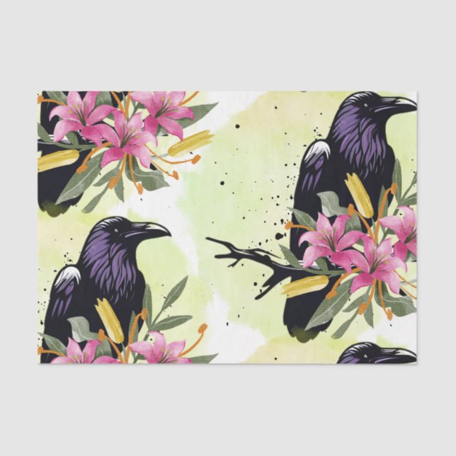 Papel De Seda Watercolor Flowers Floral Raven Botanicals (Anverso)
