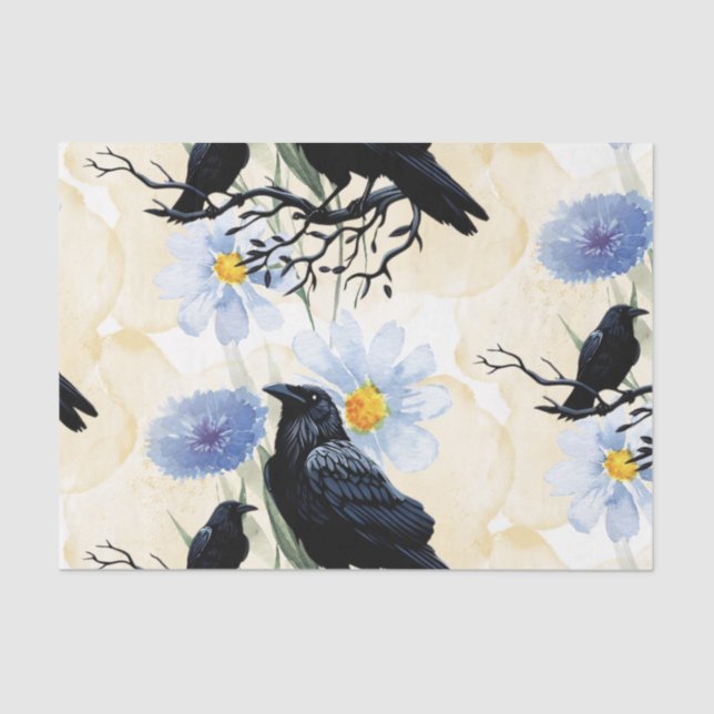 Papel De Seda Watercolor Flowers Floral Raven Botanicals (Anverso)