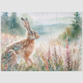 Papel De Seda Watercolor Hare in Meadow Tissue Paper